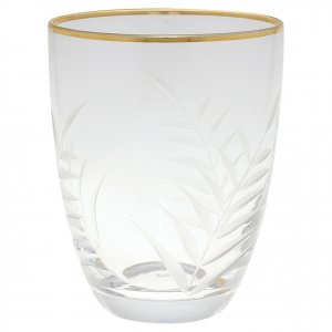 GreenGate Waterglas met gravering en gouden rand 8,2 x 10,5 cm