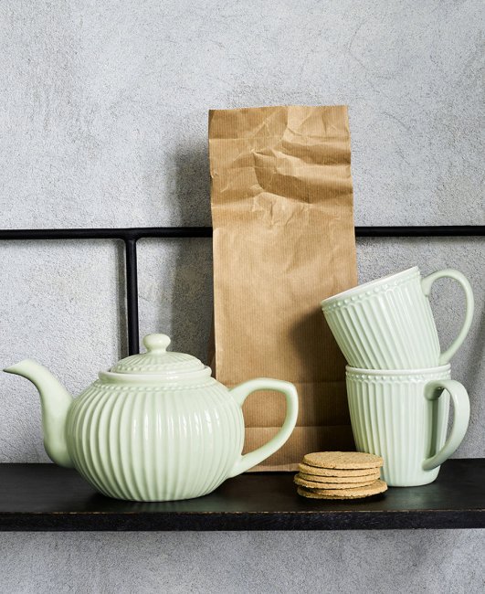 GreenGate Teekanne - Teapot Alice pale green 1 liter - Ø 17.5 cm - zum Schließen ins Bild klicken