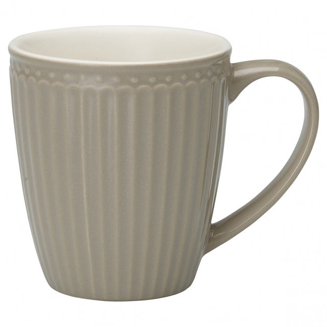 GreenGate Henkeltasse - Mug Alice warm grey 350 ml - H 10 cm - Ø 9 cm - zum Schließen ins Bild klicken