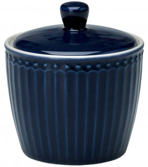 GreenGate Sugar pot wit lid Alice dark blue 120ml - Ø 8.5 cm