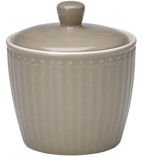 GreenGate Zuckerdose - Sugar Pot Alice warm grey 120ml - Ø 8.5 cm - zum Schließen ins Bild klicken