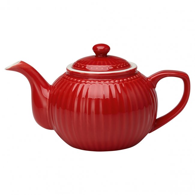 GreenGate Teekanne - Teapot Alice red 1 liter - Ø17.5 cm - zum Schließen ins Bild klicken