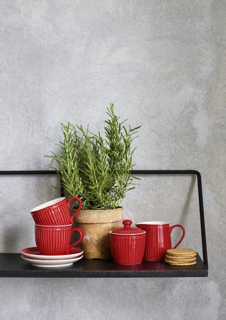 GreenGate Cup & saucer Alice red 225 ml - Click Image to Close
