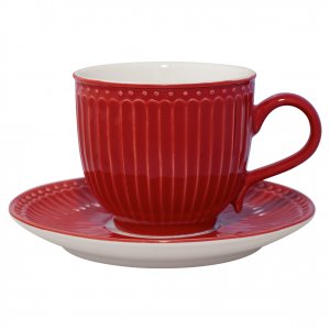GreenGate Cup & saucer Alice red 225 ml