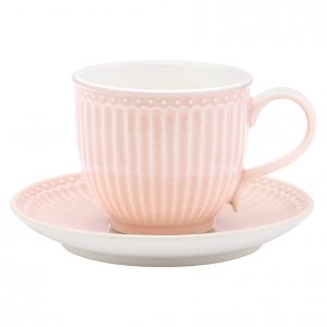 GreenGate Tasse mit Unterteller Alice pale pink 225 ml