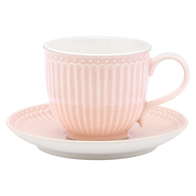 GreenGate Tasse mit Unterteller Alice pale pink 225 ml - zum Schließen ins Bild klicken