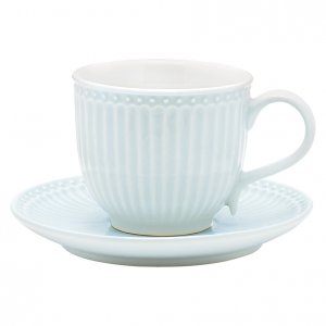 GreenGate Tasse mit Unterteller Alice pale blue 225 ml