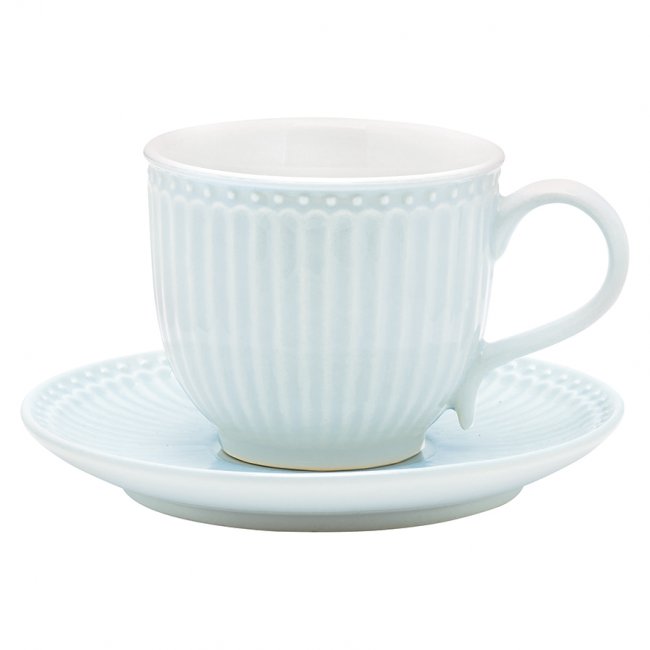 GreenGate Tasse mit Unterteller Alice pale blue 225 ml - zum Schließen ins Bild klicken