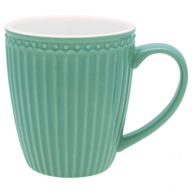 GreenGate Koffiemok Alice Dusty groen 350 ml - H 10 cm - Ø 9 cm - Klik op de afbeelding om het venster te sluiten