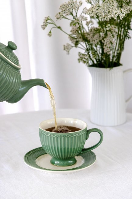 GreenGate Teekanne (Teapot) Alice dusty green 1 liter - Ø 17.5 cm - zum Schließen ins Bild klicken