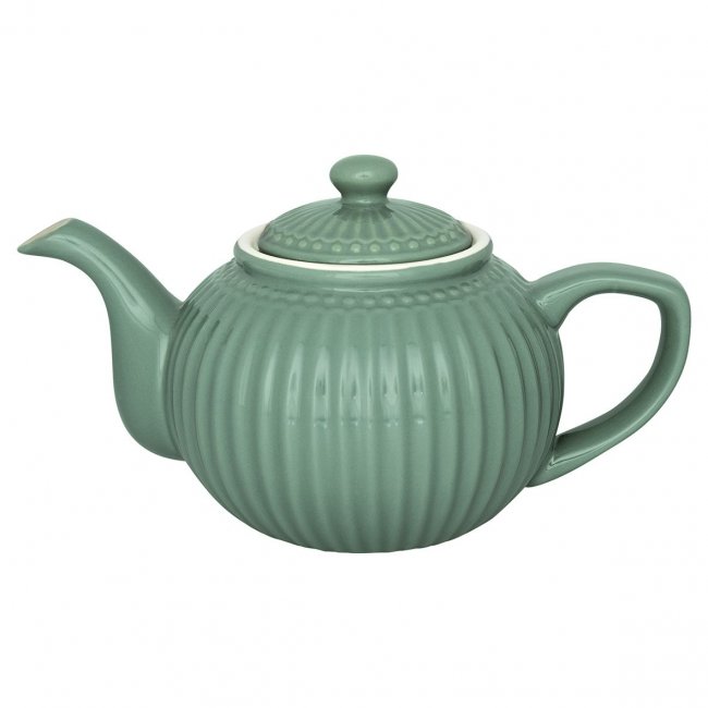 GreenGate Theepot Alice dusty groen 1 liter - Ø 17.5 cm - Klik op de afbeelding om het venster te sluiten