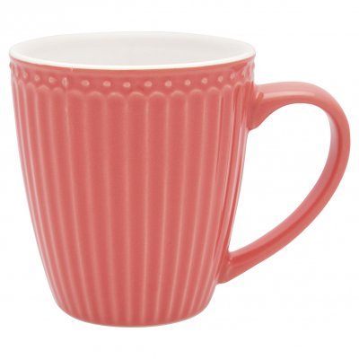 GreenGate Henkeltasse - Mug Alice coral 350 ml - H 10 cm - Ø 9 cm