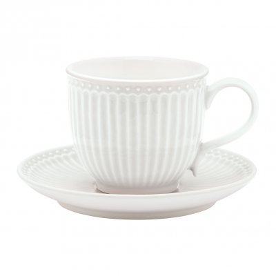 GreenGate Tasse mit Untertasse Alice white 225 ml