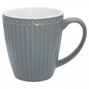 GreenGate Henkeltasse - Mug Alice Nordic Stone grey 350 ml - H 10 cm - Ø 9 cm