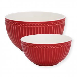 GreenGate Serving bowls Alice red (set of 2) 2 liter - Ø 20.5 cm