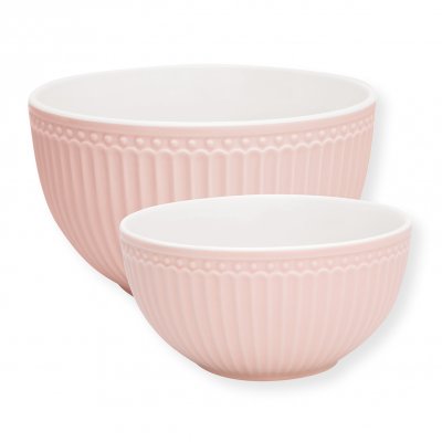 GreenGate Servierschalen (Servierschüssel-Set) Alice pale pink (2er Set) 2 liter - Ø 20.5 cm