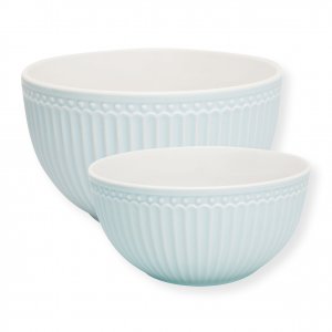 GreenGate Servierschalen (Servierschüssel-Set) Alice pale blue (2er Set) 2 liter - Ø 20.5 cm