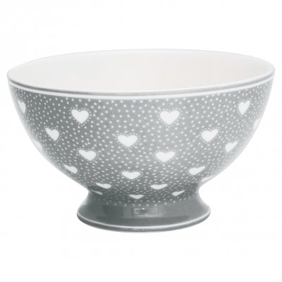 GreenGate Soup bowl Penny grey with hearts 600 ml - Ø 15 cm
