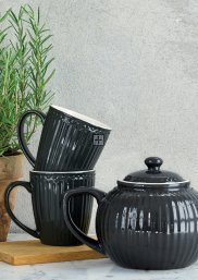 GreenGate Koffiemok Alice donker grijs 350 ml - H 10 cm - Ø 9 cm