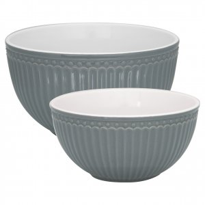 GreenGate Serving bowl Alice stone grey (set of 2 pcs) - Ø 20.5 cm