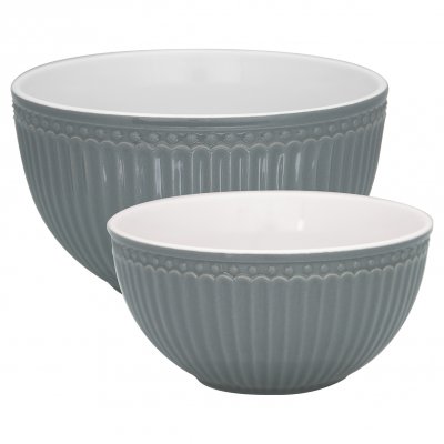 GreenGate Servierschale | Serving Bowls Alice stone grey (2er Geschirr Set) - Ø 20.5 cm