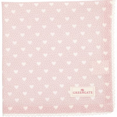 GreenGate Katoenen servet met kanten randje Penny lichtroze (40 x 40 cm)