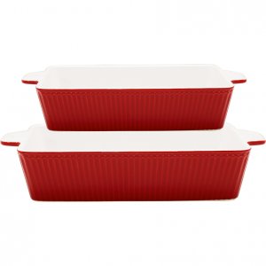 GreenGate Ovendishes Alice red rectangular (set of 2 pcs.)