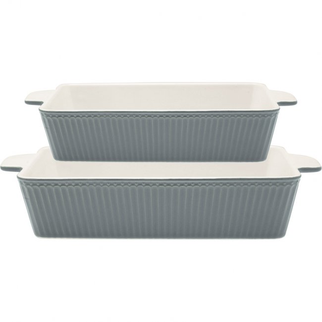 GreenGate Ovenschalen Alice stone grijs rechthoekig (set van 2 stuks) - Klik op de afbeelding om het venster te sluiten