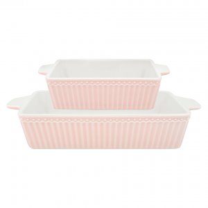 GreenGate Ovenschalen Alice lichtroze rechthoekig (set of 2) (klein)