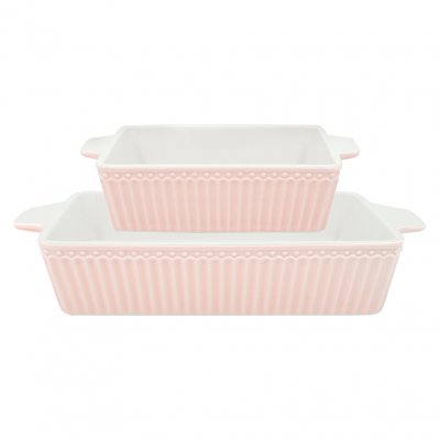 GreenGate Ovenschalen Alice lichtroze rechthoekig (set of 2) (klein)