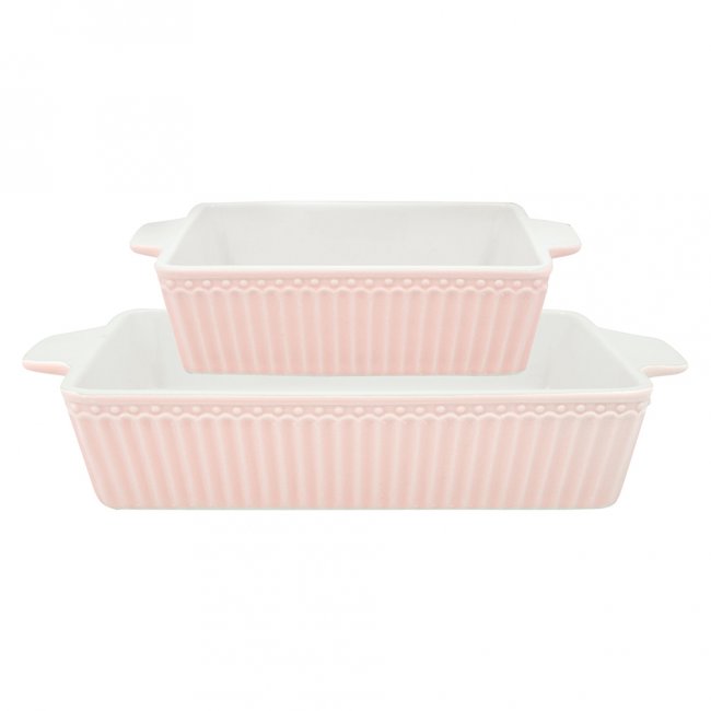 GreenGate Ovenschalen Alice lichtroze rechthoekig (set of 2) (klein) - Klik op de afbeelding om het venster te sluiten