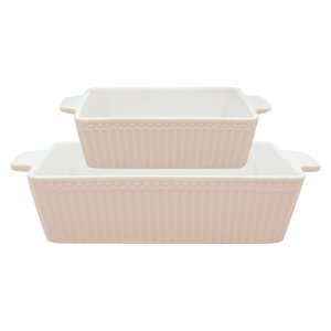GreenGate Ovenschalen Alice creamy fudge rechthoekig (set van 2 stuks) - (5 x 17 x 27.2 cm)