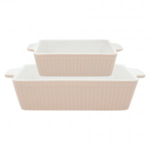 GreenGate Ovenschalen Alice creamy fudge rechthoekig (set van 2 stuks) - (5 x 17 x 27.2 cm)