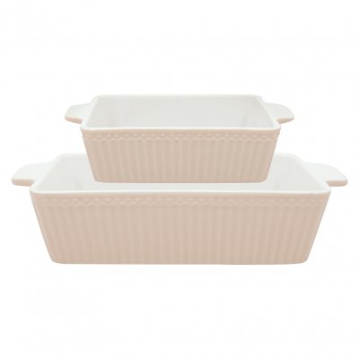 GreenGate Ovenschalen Alice creamy fudge rechthoekig (set van 2 stuks) - (5 x 17 x 27.2 cm)