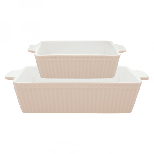 GreenGate Ovenschalen Alice creamy fudge rechthoekig (set van 2 stuks) - (5 x 17 x 27.2 cm) - Klik op de afbeelding om het venster te sluiten