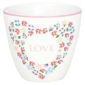 GreenGate Beker (Latte Cup) Columbine love wit Ø10cm - 300ml