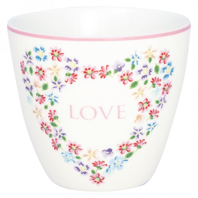 GreenGate Beker (Latte Cup) Columbine love wit Ø10cm - 300ml - Klik op de afbeelding om het venster te sluiten