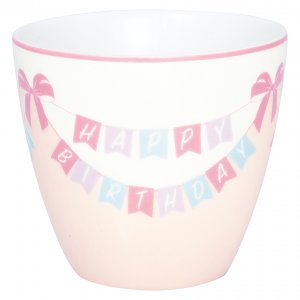 GreenGate Beker (Latte Cup) Happy birthday wit Ø10cm - 300ml