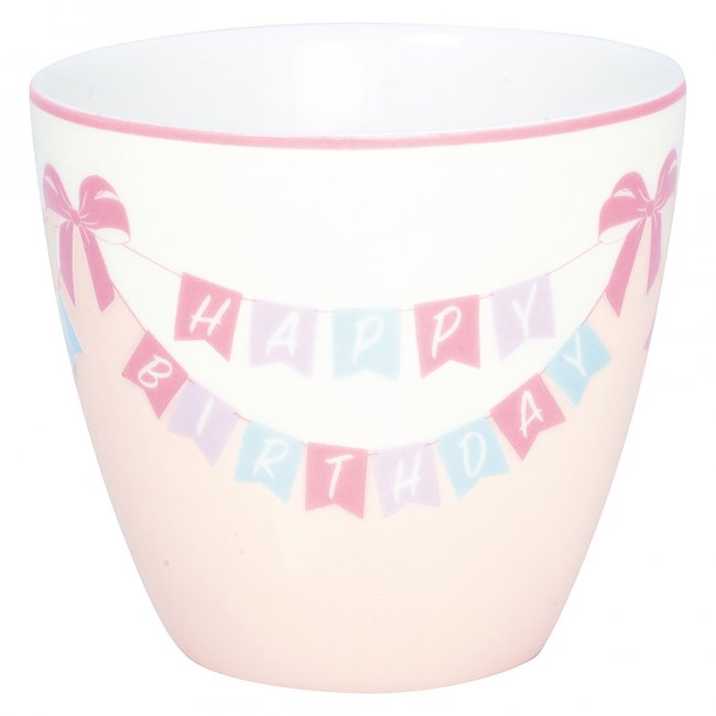 GreenGate Beker (Latte Cup) Happy birthday wit Ø10cm - 300ml - Klik op de afbeelding om het venster te sluiten