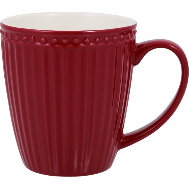 GreenGate Koffiemok Alice Claret rood 350 ml - H 10 cm - Ø 9 cm - Klik op de afbeelding om het venster te sluiten