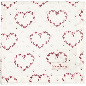 GreenGate Napkin with lace Layla heart white (40 x 40 cm)