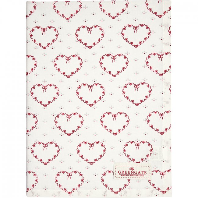 GreenGate Katoenen theedoek Layla heart wit (50 x 70 cm) - Klik op de afbeelding om het venster te sluiten