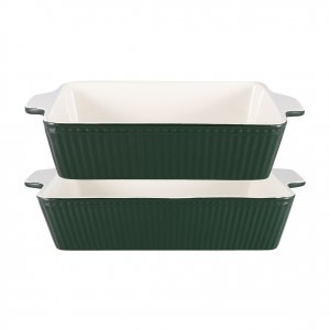 GreenGate Oven Dishes Alice Pinewood green rectangular (set of 2)