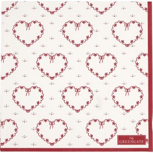 GreenGate Papieren Servet Layla heart wit large 20stuks(33x33cm)