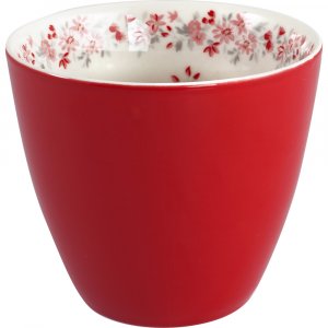 GreenGate Latte cup red Emberly inside 350 ml - Ø 10 cm
