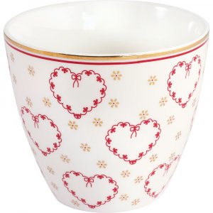 GreenGate Latte Cup (Becher) Layla heart Weiß 350 ml - Ø 10 cm