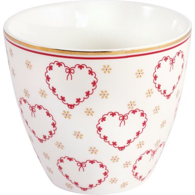 GreenGate Latte cup Layla heart white 350 ml - Ø 10 cm