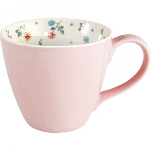 GreenGate Tasse (Mug) pale pink Adelena inside 350 ml - Ø 10 cm