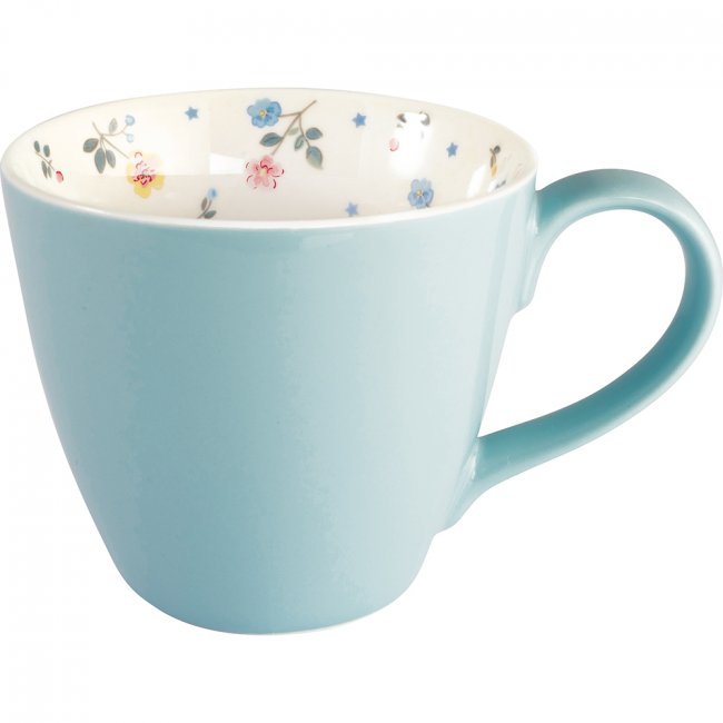 GreenGate Koffiemok licht blauw Adelena inside 350 ml - Ø 10 cm - Klik op de afbeelding om het venster te sluiten