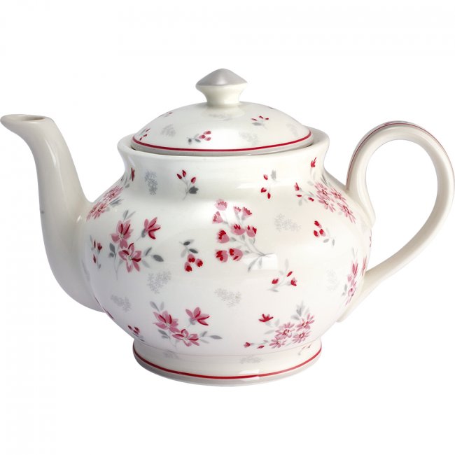 GreenGate Teapot round Emberly white (1 liter) - Click Image to Close